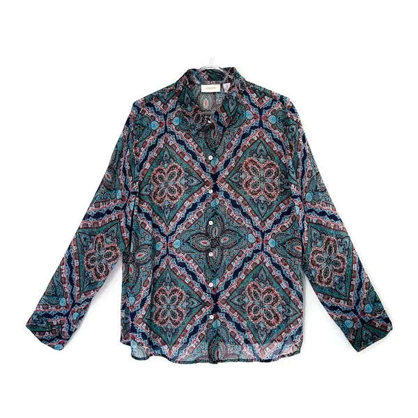 Chico’s Mosaic Print Resort Button Front Blouse - Image 2