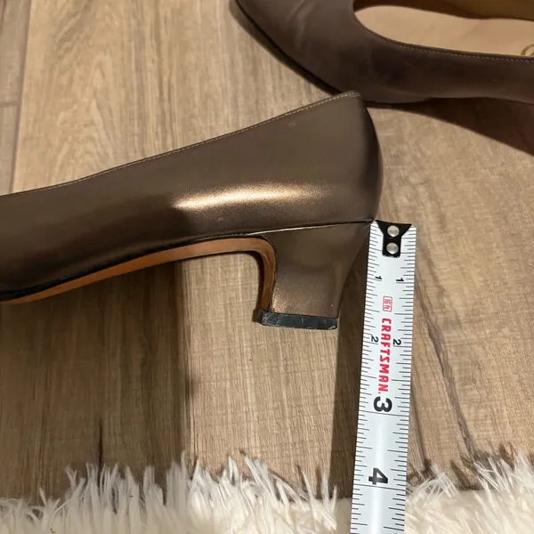 Salvatore Ferragamo Vintage Block‎ Heel Pump Bronze Metallic Size 8.5 AAA - Image 10