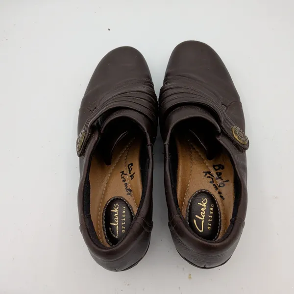 Clarks Artisan Womens 7.5M Brown Leather‎ Ruched Slip On Loafers 26102320 - Image 6