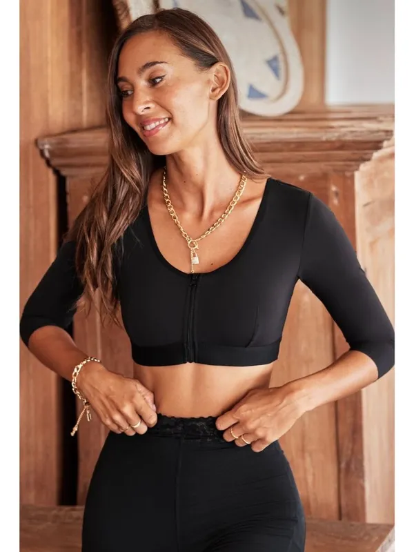 NWT Cupshe Black Zip-Up Shapewear Bralette - Size: Large - Image 9