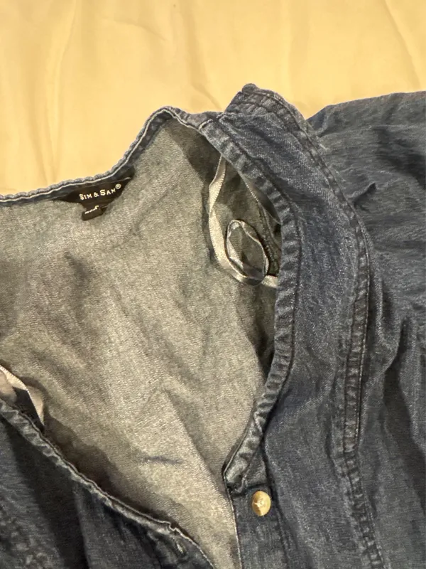 Denim short sleeve dress button up - Image 3