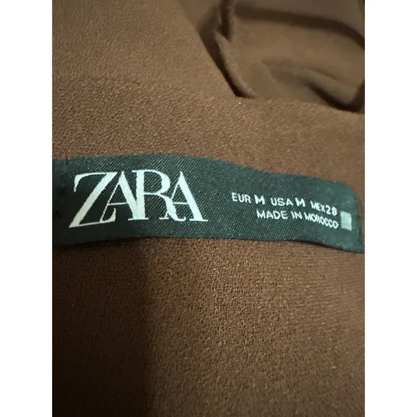 Zara Brown Sleeveless Pleated Cami Camisole Tank Slit Sheath Midi Dress Size M - Image 4