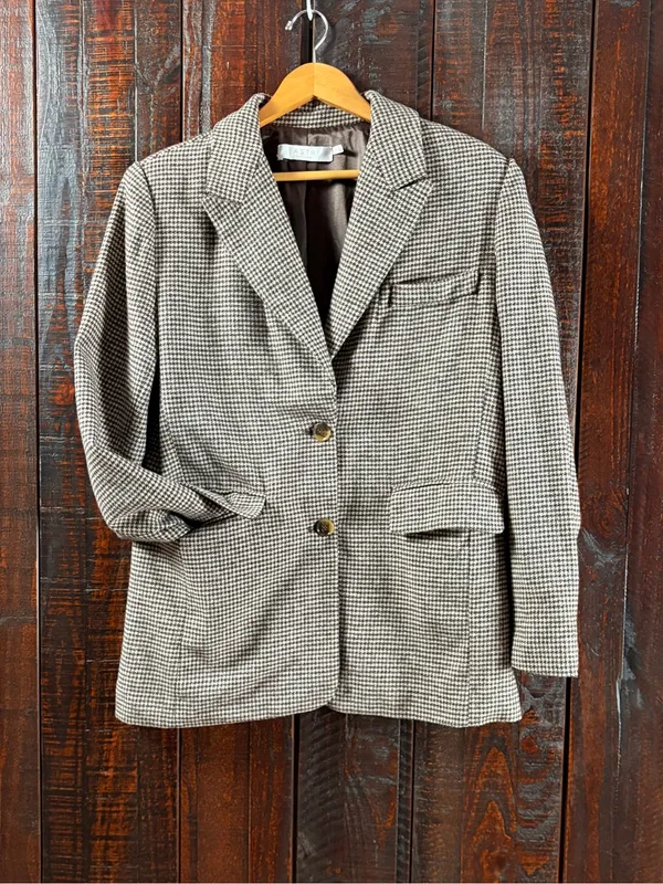 Astr Houndstooth Oversized Wool Blazer, Small - Image 8