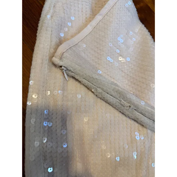 Forever 21 Champagne Sequin Maxi Skirt Straight‎ High Slit NWT Small - Image 2