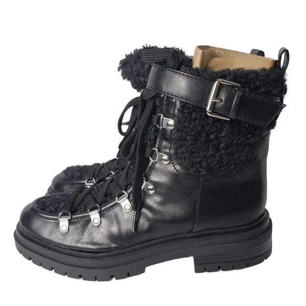 Circus by Sam Edelman Combat Boots Womens 7 Black Faux Leather Shearling Gretchen - Image 5