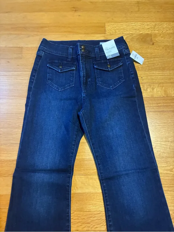 Gap 70's Flare High Rise Denim Stretch Blue Jeans Women's 28 6 Short NWT - Image 3