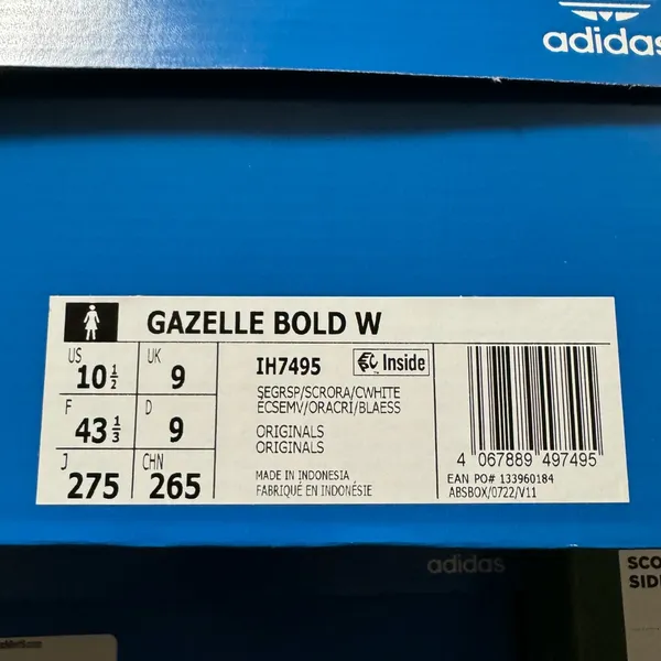 💚🧡NEW ADIDAS GAZELLE BOLD W Semi Green Spark, Screaming Orange & Core White - Image 11