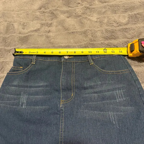 After Market Denim Skort Mini Skirt Blue Frayed Hem Size S - Image 8