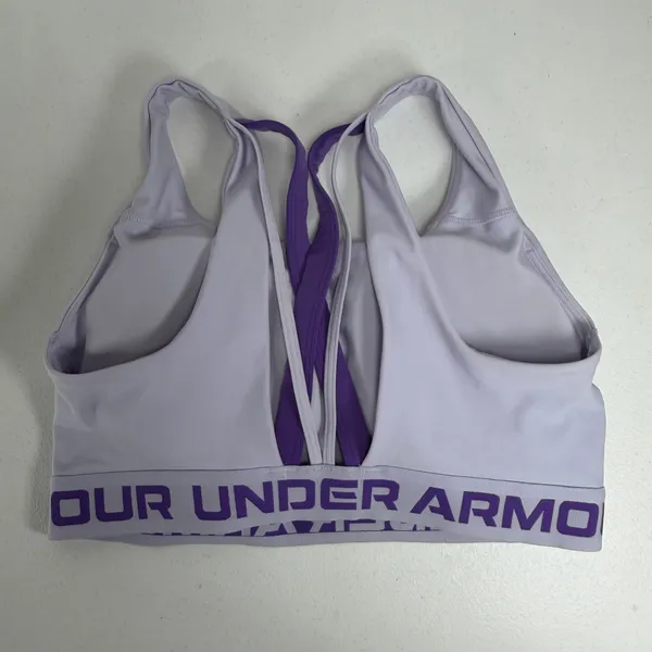 Under Armour Large Sports Bra Crossback Mid-Impact Purple 1390377 Gym Workout - Image 3