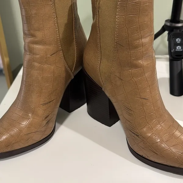NastyGal Croc’s Not To Love Faux Leather Boots - Image 9