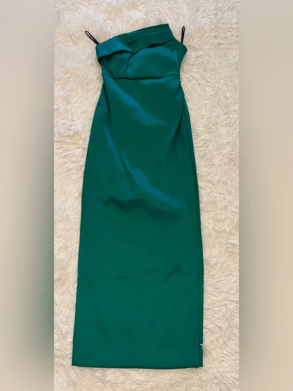 NEW Donna Karan New York Ruched Strapless Lawn Lwn emerald Green Gown Sz 4 - Image 5
