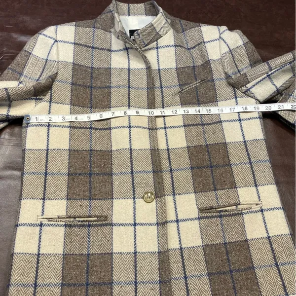 Vintage Bianca Plaid Single Button Wool Blazer‎ Jacket Womens 12 Preppy Classic - Image 3