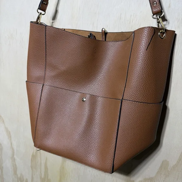 Remi Reid Brown Leather Tote Bag‎ Shoulder Handbag Large Pebbled Boho - Image 2