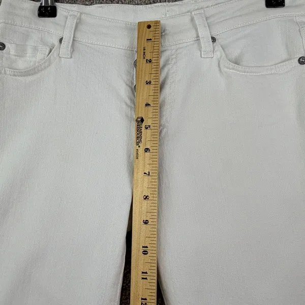 7 For All Mankind Jeans Women 26 White Low Rise Straight Y2K Made USA Button Fly - Image 7