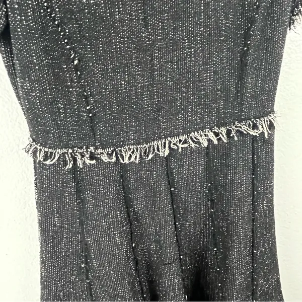 REBECCA TAYLOR Tweed Fringe Trim Short Sleeves Hidden Back Zipper Lined Dress 2 - Image 8