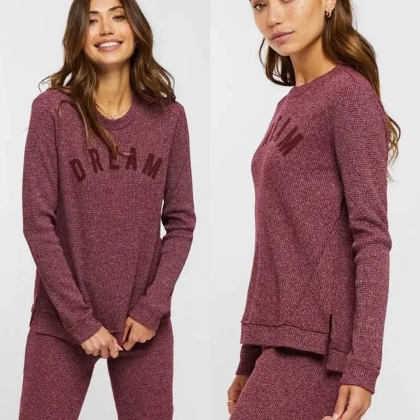 SOL Angeles‎ Medium Anthropologie Evereve Soft Thermal Sweatshirt Pullover DREAM - Image 2