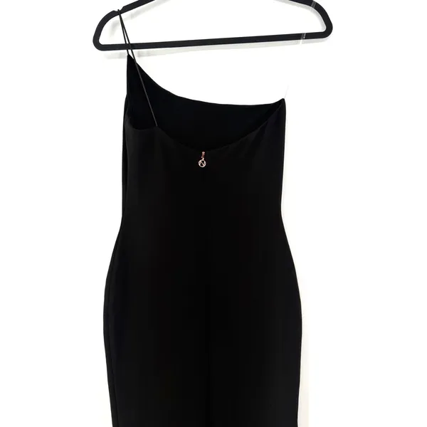 Nookie One Shoulder Gown Maxi Dress M Black High Slit Formal Prom Homecoming - Image 10