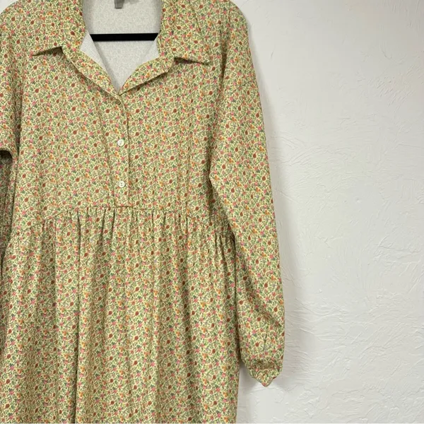 ASOS Yellow Ditsy Floral Midi Dress Womens 10 Long Sleeve Prairie Cottage Core - Image 11