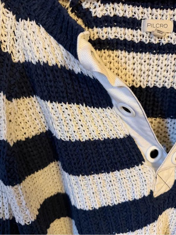 Pilcro Striped Navy and White Knit Sweater - Image 5