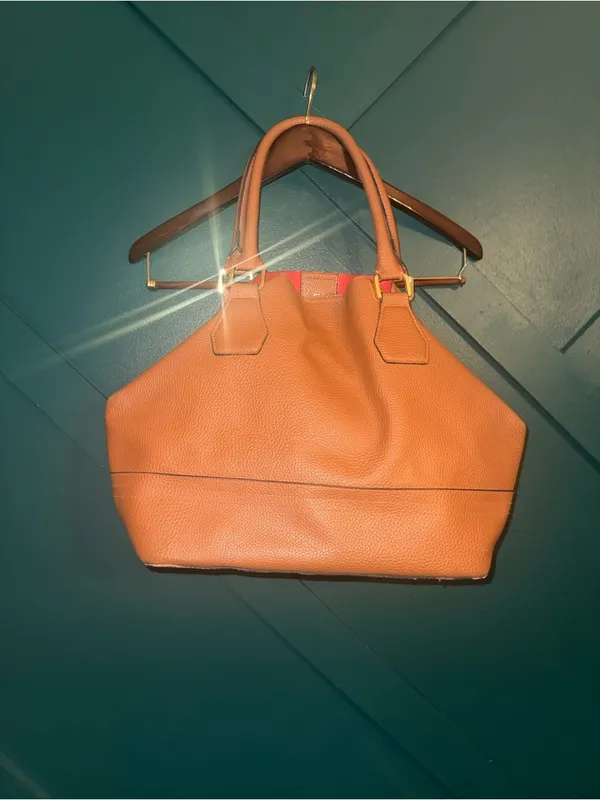 Classic Women's Tote Handbag with Wristlet - Orange - Image 2