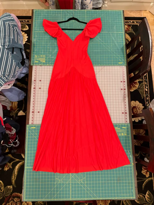 ASOS Red Flutter Sleeve V-Neck Maxi Gown - Image 8