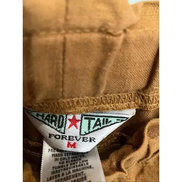 Hard tail Midrise 100% linen tan cropped pants Medium Lagenlook #768 - Image 5