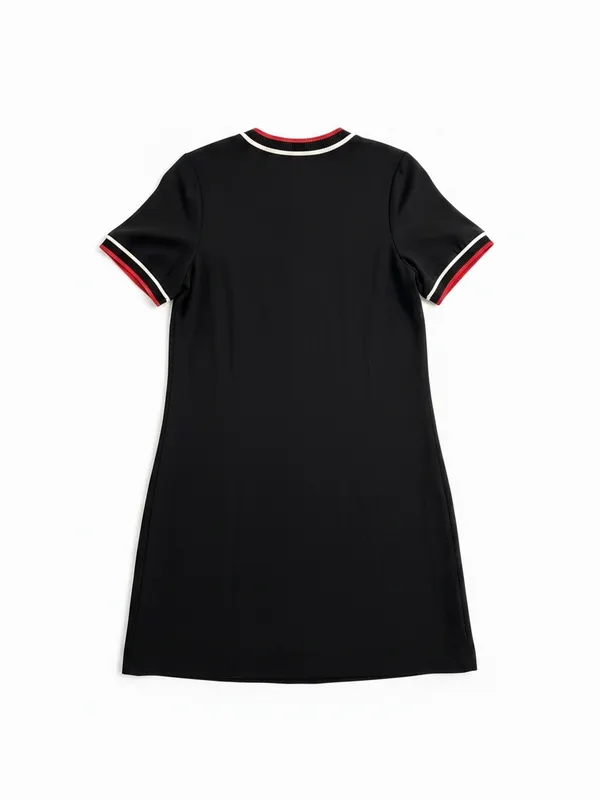 Rag & Bone Thatch‎ Crepe Shift Dress Black Stripe Snap Hem Medium - Image 3