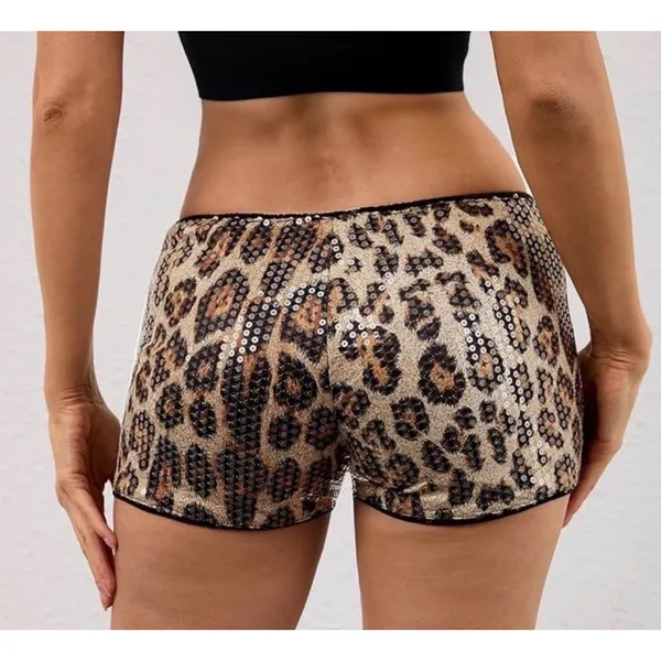 NWT MAKEMECHIC Cheetah Print Sequin Micro Shorts Low Rise Y2K XS Leopard Rave - Image 3