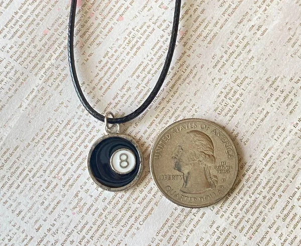 Handmade 8 ball grunge funky unisex simple necklace🎲8️⃣🖤 - Image 7