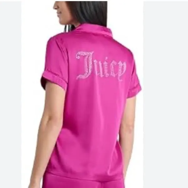 Juicy Couture pink satin pajama shirt size S - Image 2