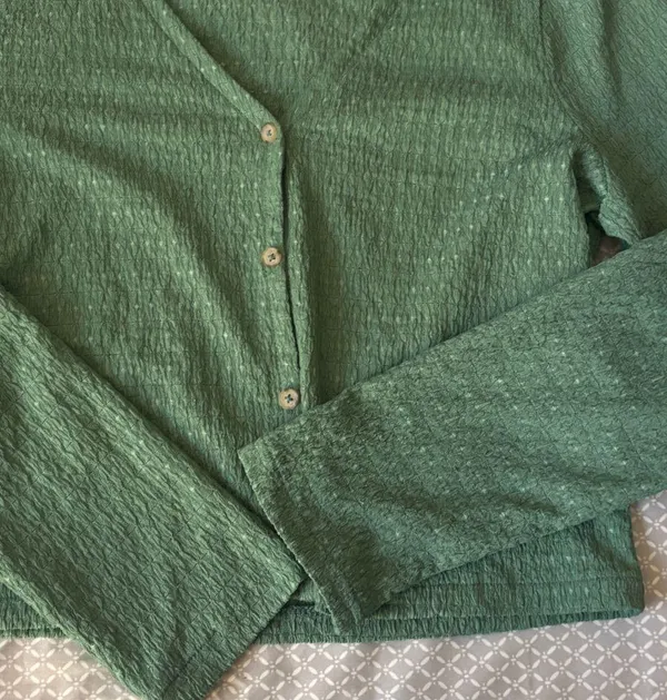 Madewell Green Button-Up crinkle Cardigan - Image 5