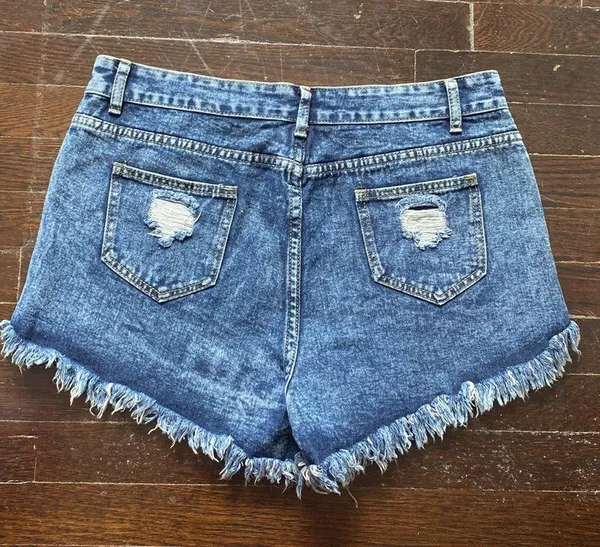 SheIn High Waisted Blue Jean Shorts - Image 3