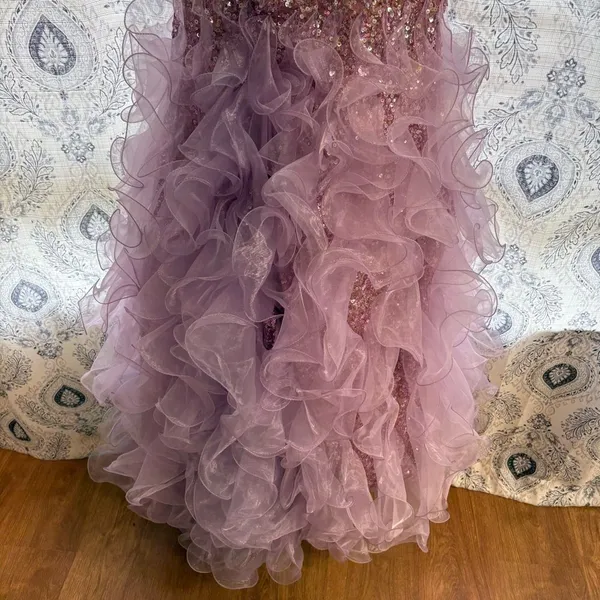 Mac Duggal Lavender Blingy‎ Ruffle Hem Prom Dress Size 6 - Image 14