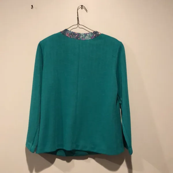 Pablo Collection Vintage Art Deco Teal Suit Jacket - Image 8