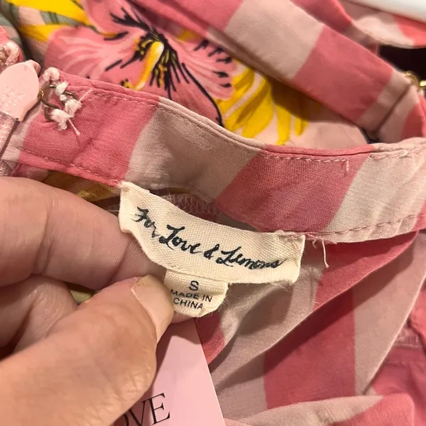 Final Price NWT For Love And Lemons Pink Floral & Stripe Tropical Dress - Image 10