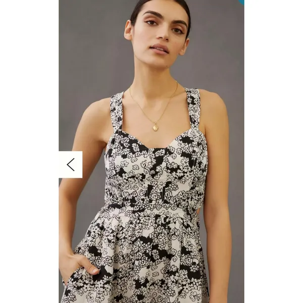Anthropologie Linen-Blend Cut-Out Floral Midi Dress NWT XS - Image 4