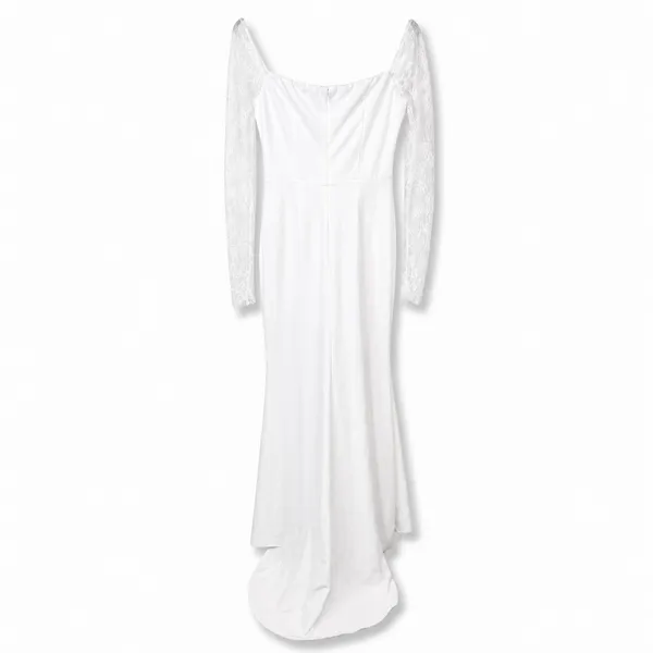 Lulus Lux Bridal NWOT Anabella White Off-the-Shoulder Mermaid Maxi Wedding Dress - Image 9