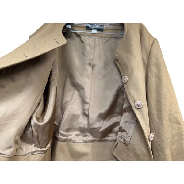 Orvis Women100% Wool Camel Tan Collarless Cropped Blazer Jacket Size 14 USA Made - Image 6