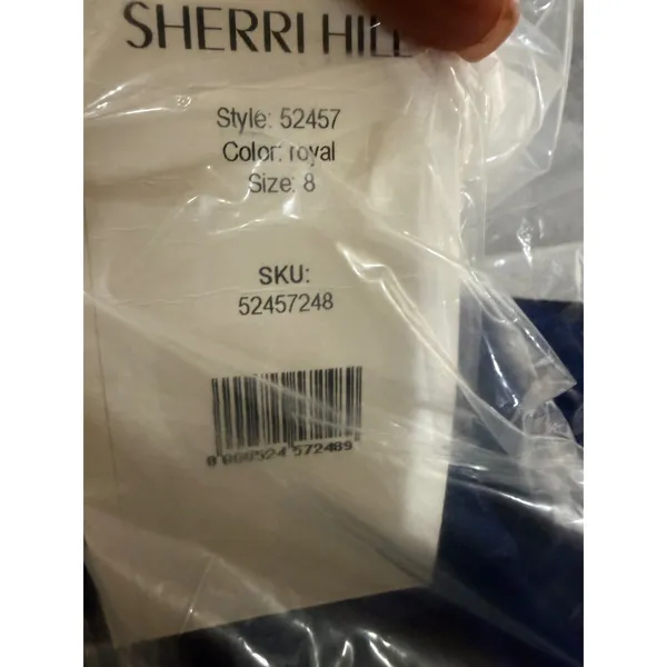 Sherri Hill 52457 Cross Dyed Shimmer A-Line Gown Size 8 Royal Blue‎ NWT $398 - Image 4