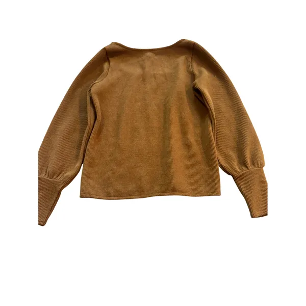 Madewell Ottoman Rib Square-Neck Top Dried Cedar Brown Rust XS Long Sleeve - Image 7