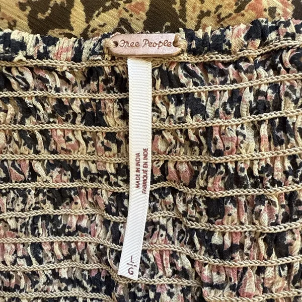 Free People Aglow Cutout Midi Maxi Dress Size L Ditsy Floral Long Puff Sleeves‎ - Image 9