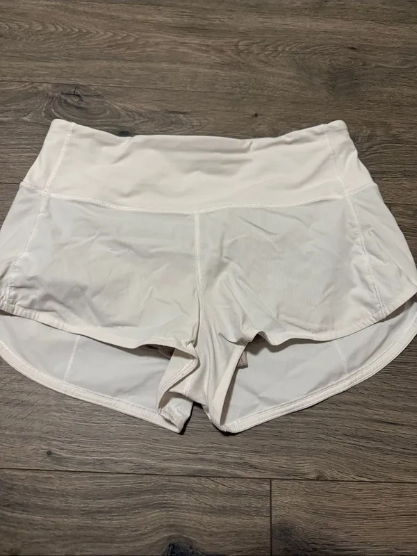 lululemon athletica white athletic Shorts with Built-In Liner - Image 3