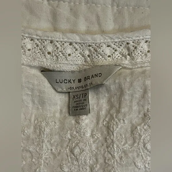 Lucky Brand White Sleeveless Casual Open Lace Panels crochet Top nwot - Image 4
