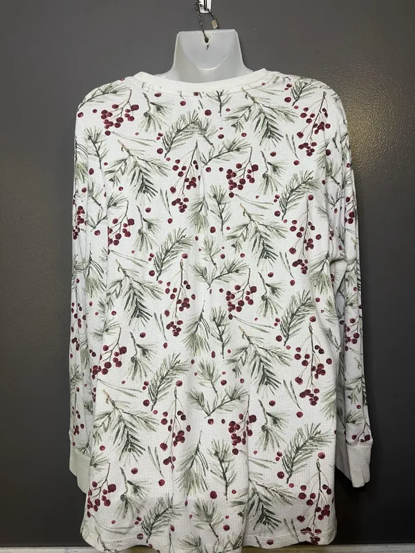 Stars Above Pajama Set Womens XXL White Berry Christmas Thermal Top Pants Lounge - Image 5