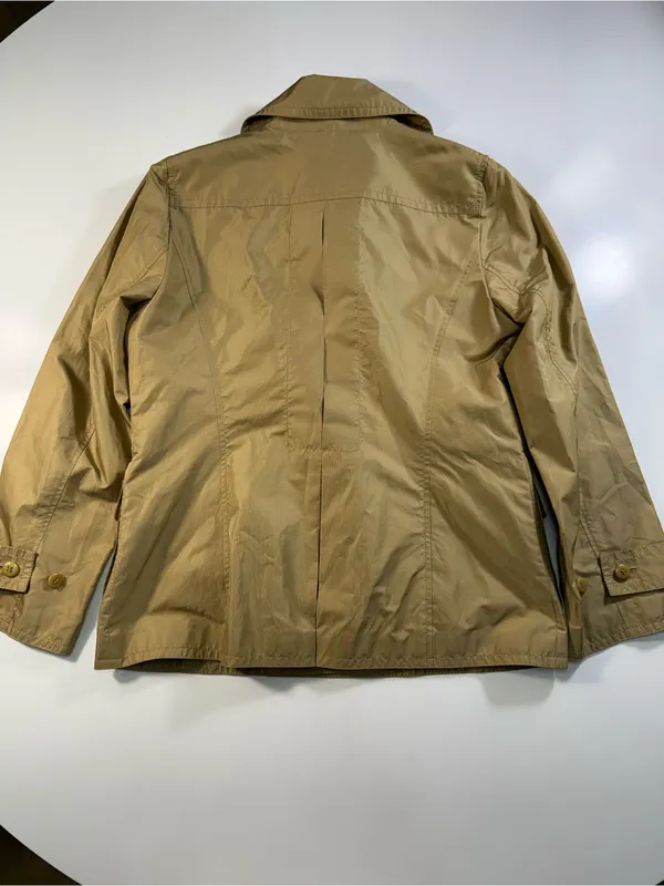Talbots Cotton Silk Blend Khaki Double-Breasted Trench Coat - Image 8