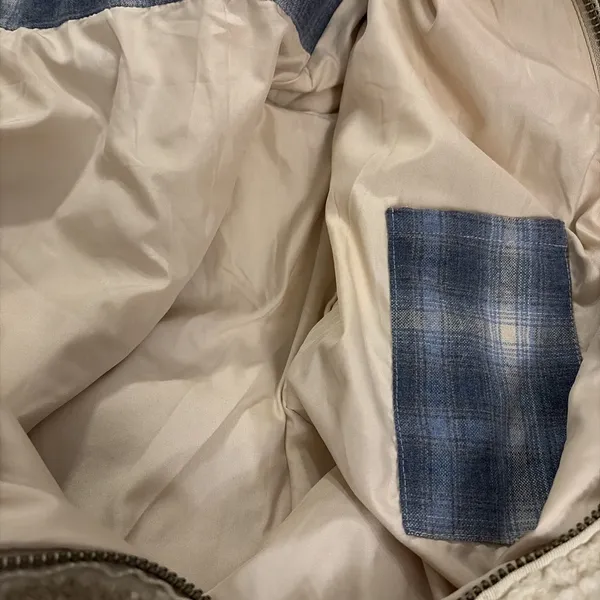 Pendleton Western Sherpa Jacket‎ Womens Medium Ivory Wool Lined Zip Fleece Coat - Image 9