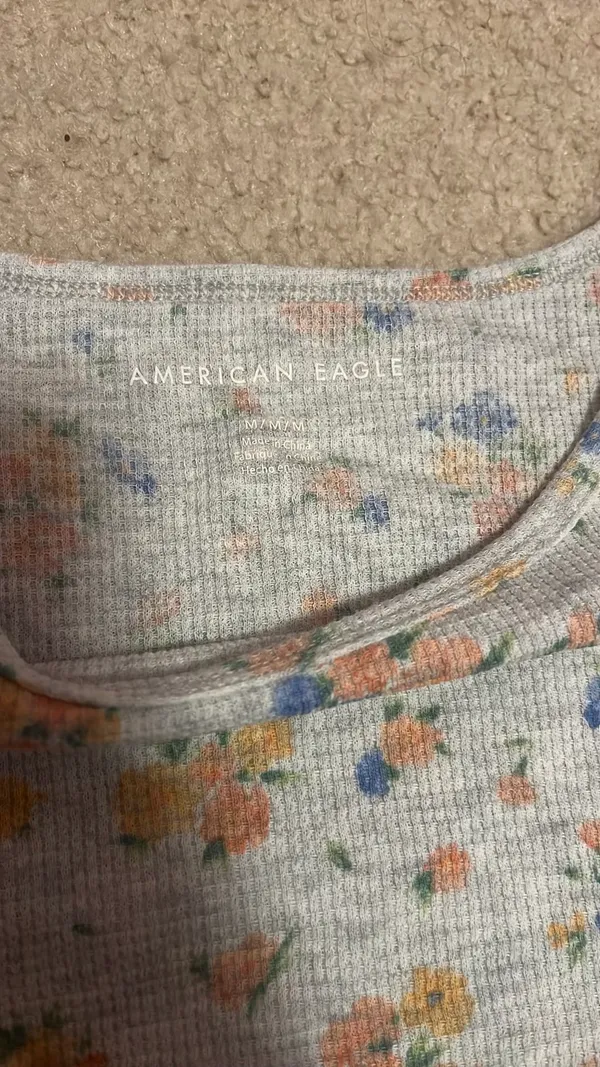 American Eagle floral waffle knit baby tee - Image 2