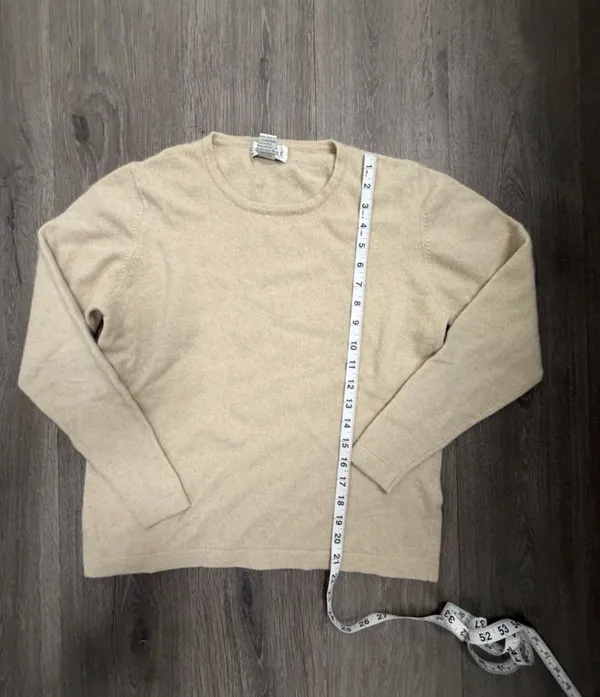 Sutton Studio 100 Cashmere Beige Tan Crewneck Sweater Long Sleeve Womens Large - Image 6