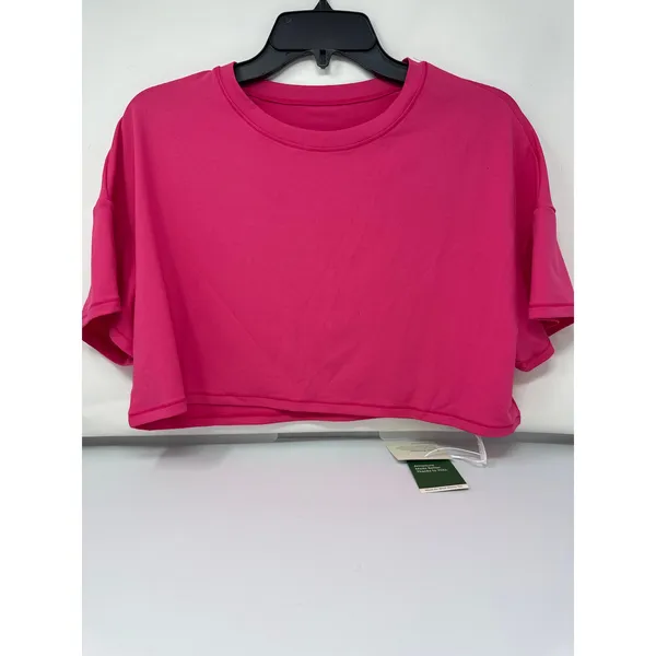 Brand New Halara Women's M Short Sleeve Cropped Loose Dance Sports Top Pink - Image 3