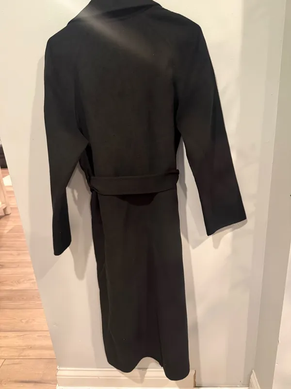 Minimalist Black Longline Open Front Trench Coat with Tie Belt by A New Day - Image 2